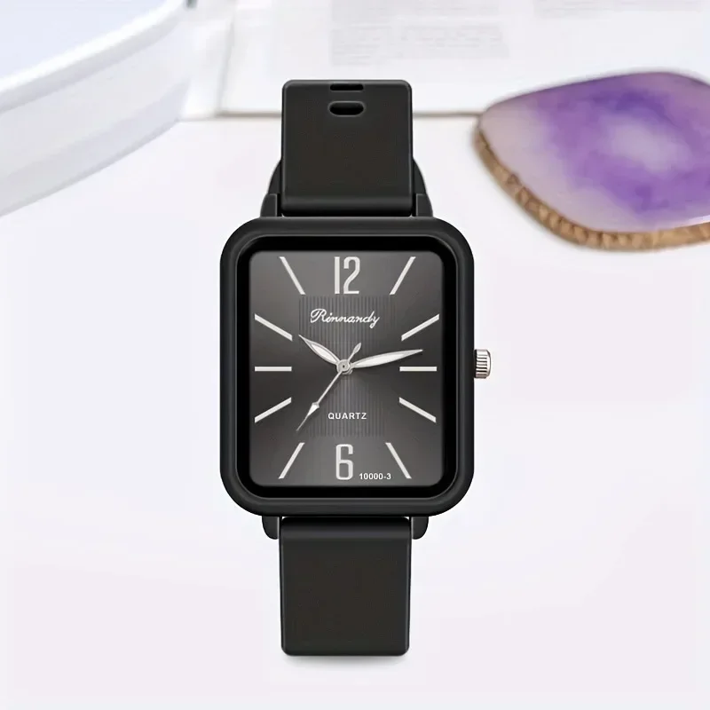 Ladies Fashion Black Square Watches Casual Sports Digital Watch Silicone Strap Women\'s Clock Gift Quartz Wristwatch