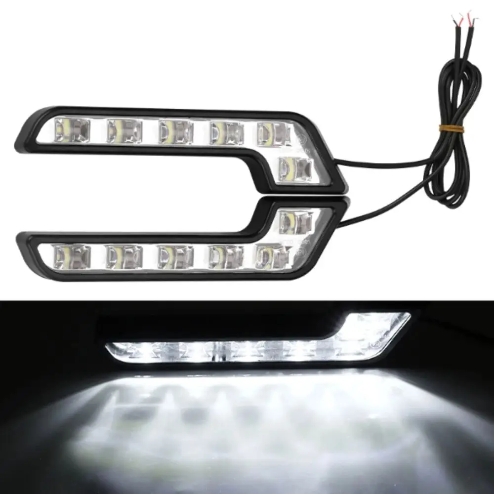 12V Daytime Running Lights 6 LED Waterproof L Shaped Driving Lamp Super Bright Universal Car LED Lamp Fog Conditions