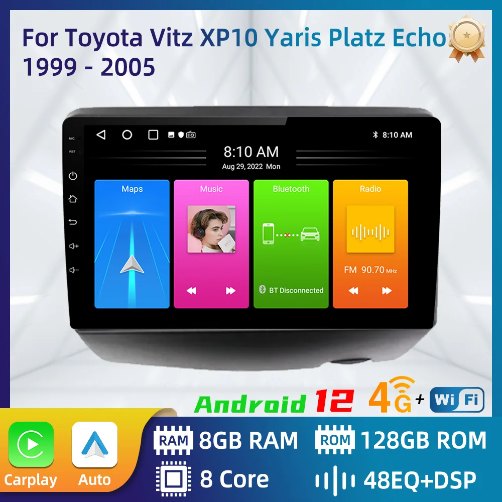 Car Radio For Toyota Vitz XP10 Yaris Platz Echo 1999 - 2005 2 Din