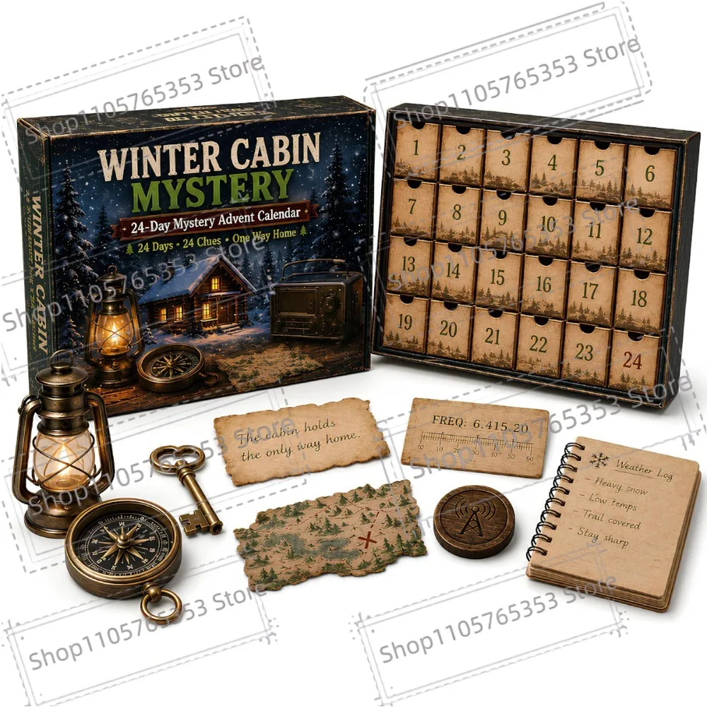 New 24-Day Mystery Adventure Advent Calendar Christmas Puzzle Game with 6 Themes Open A New Discovery Every Day Escape Room