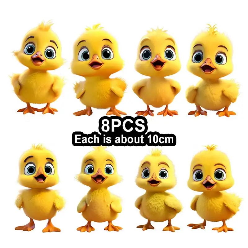 8 PCS Cute Duck Duckling Self-Adhesive Wall Stickers Laptop computer For Home Decoration Decals M860