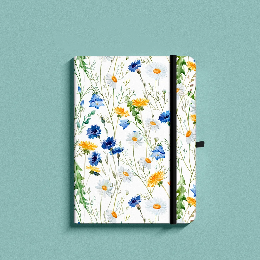 Floral Bullet Dotted Journal 160gsm Thick Paper Elastic Band A5 Hard Cover Notebook