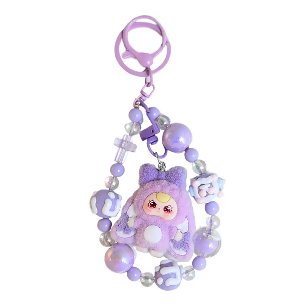 Cute Anime Beaded Pendant Keychain Bracelet Phone Backpack Flocking Decoration for Girl, Bead necklace with random design
