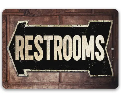 Metal Sign - Rest Room -Left - Directional Restroom, Bathroom, and Lavatory Sign