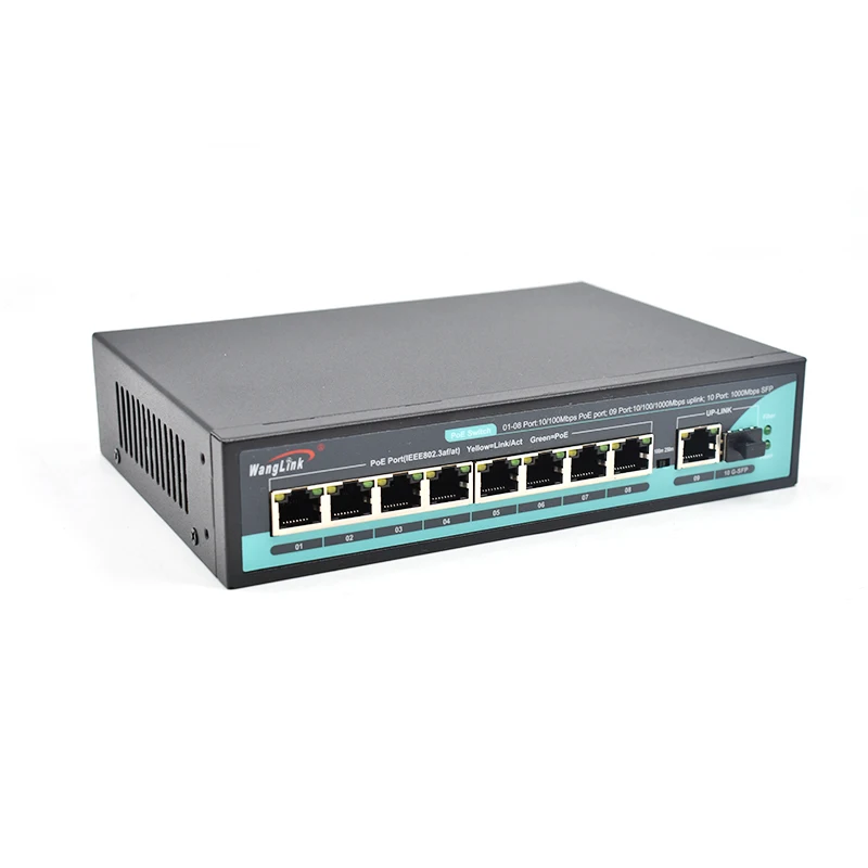 Wanglink SL811P 8 port 10/100mbps poe and 1 gigabit RJ45 uplink 1GE SFP poe switch