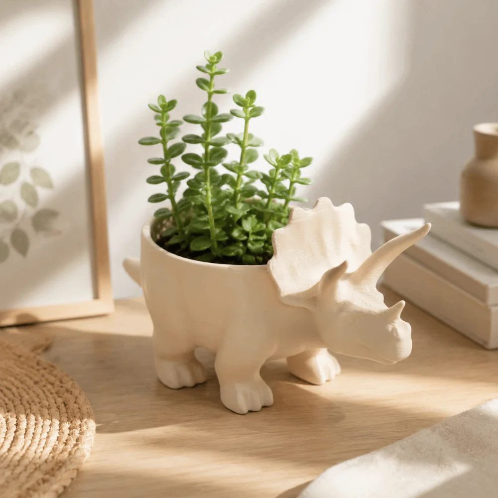 Dinosaur Statue 3D Printed Dinosaur Flowerpot Funny Desktop Decoration Mini Flower Pot Ornaments Small Storage Office