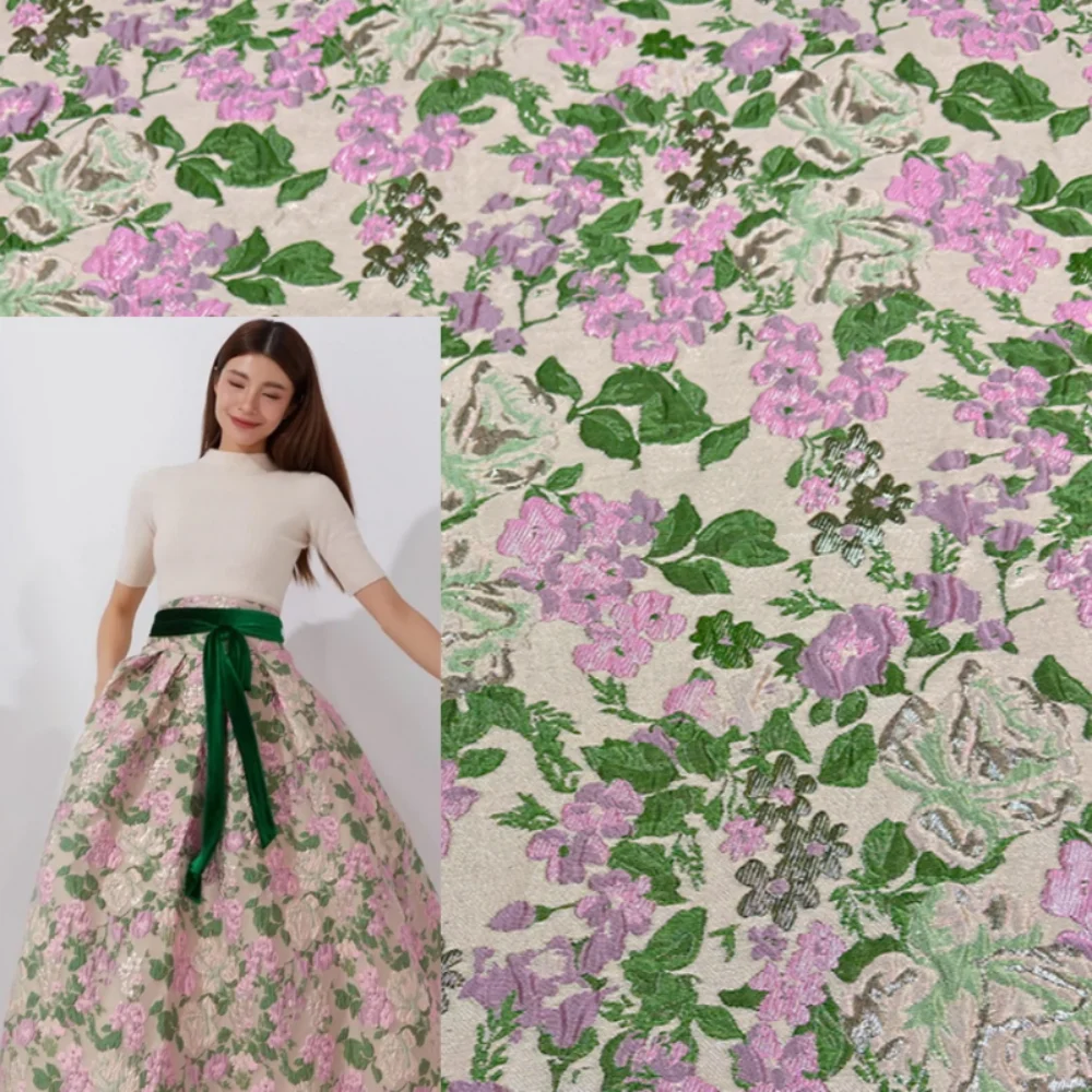 

Европейская пасторальная жаккардовая ткань с металлической нитью, комплект с пышной юбкой и ветровкой, модное платье, весенне-осенняя ткань для шитья своими руками