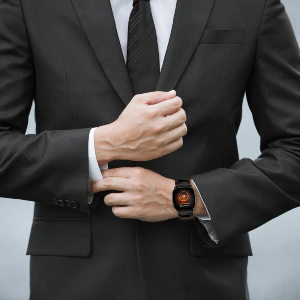 حزام الفولاذ المقاوم للصدأ ل Fitbit فيرسا 3/تحسس سوار ساعة ذكية أساور معدنية استبدال الأشرطة ل Fitbit فيرسا 3 Correa