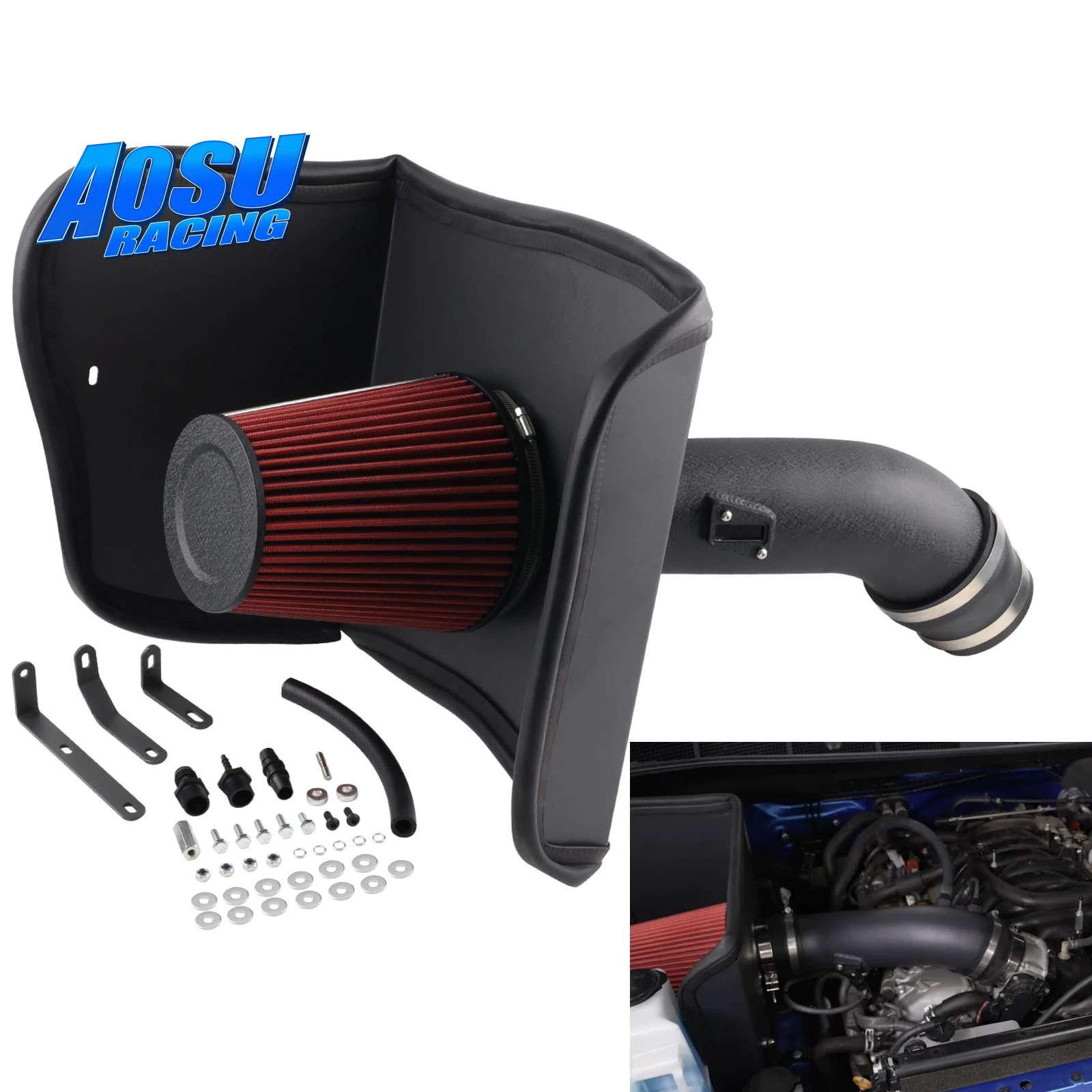 

High Flow Cold Air Intake Red Tube + Heat Shield Kit For Toyota Tundra 4.0L 4.6L 5.7L Engine