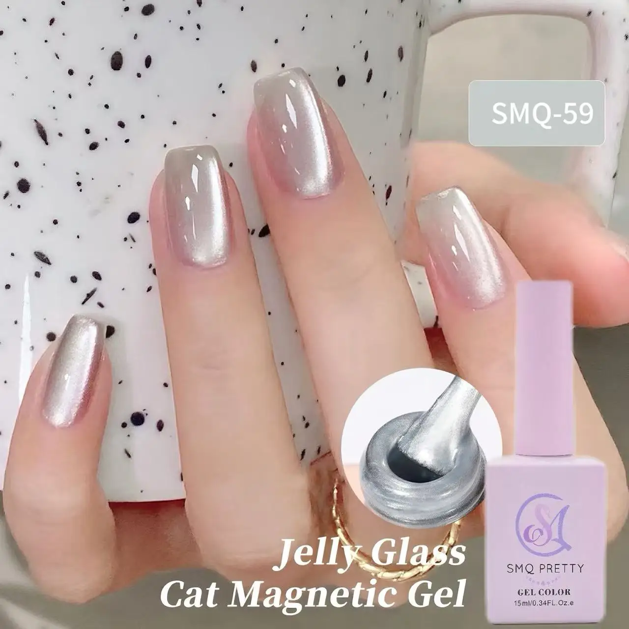 SMQ 15ml Water Light Cat Magnetic Gel Nail Polish Champagne Semi Permanent Soak Off UV Gel Crystal Varnis Nail Art Manicure