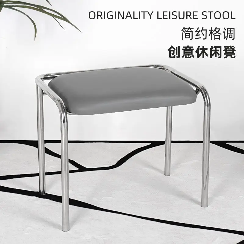 Nordic Thousand Bird Grid Makeup Stool Light Luxury Bedroom Stool Simple Ins Style Retro Makeup Stool Medium Ancient Style
