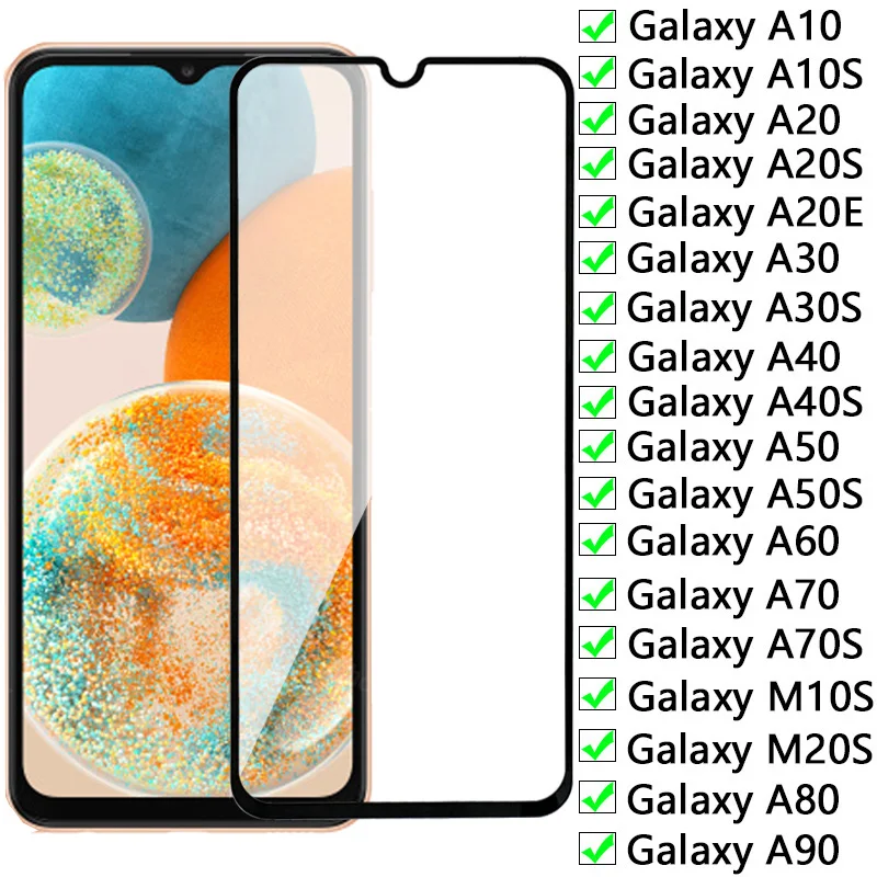 Full Cover Tempered For Samsung Galaxy A10 A20 A30 A40 A50 A60 A70 A80 A90 Screen Protector A10S A20S A20E M10S M20S Glass