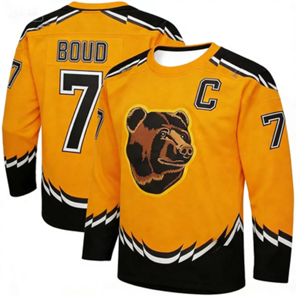 Hockey Jersey - Yellow with Black/White Accents Bear Head Logo Athletic Jersey 3d HD Prints