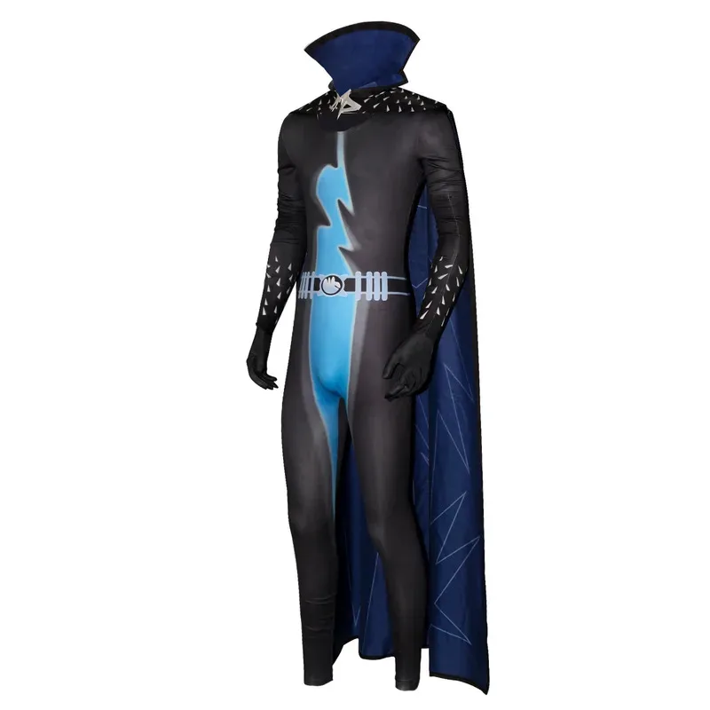 

Adult Megamind Cosplay Costume Anime Movie Superhero Bodysuit With Cape Men's Halloween Carnival Party Role Play Dressing Up yj4