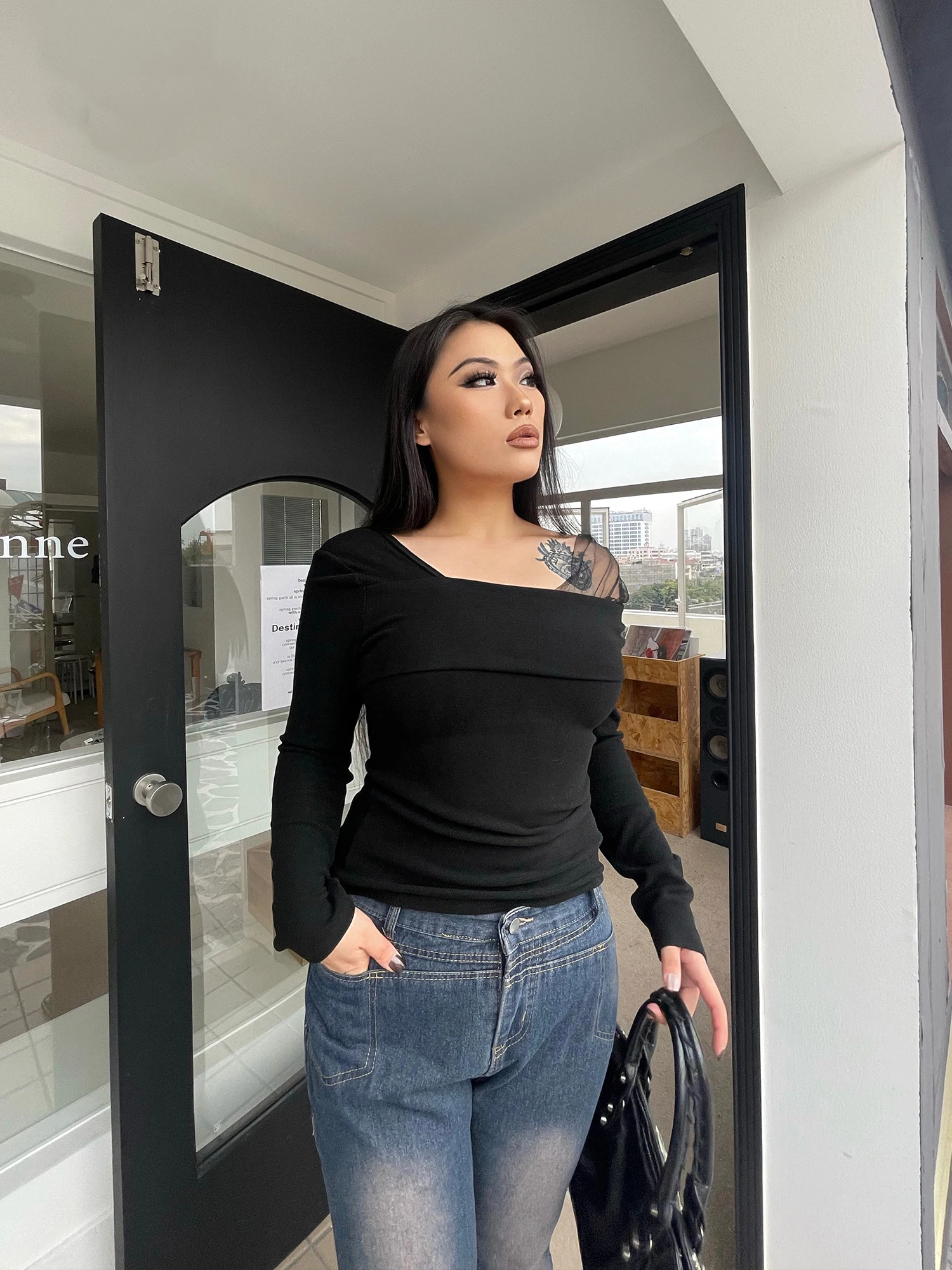 

Street Sle Sexy oulder Bared T irt plus Size Inner Wear for Plump Women Trendy Slimming Design Alluring Casual Top