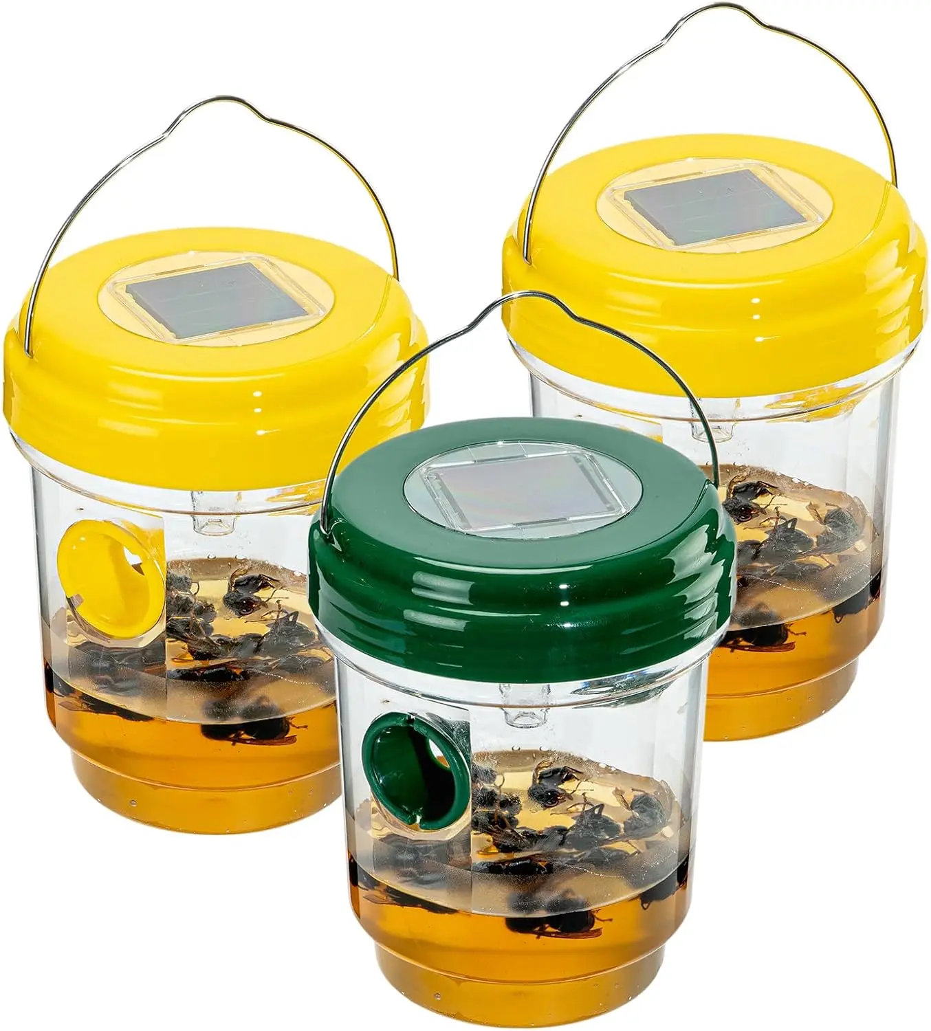1PC Wasp Traps Outdoor Hanging Solar Bee Trap for Outside with LED LightHornet Bee Catcher Outside Garden Flying Insects Catcher