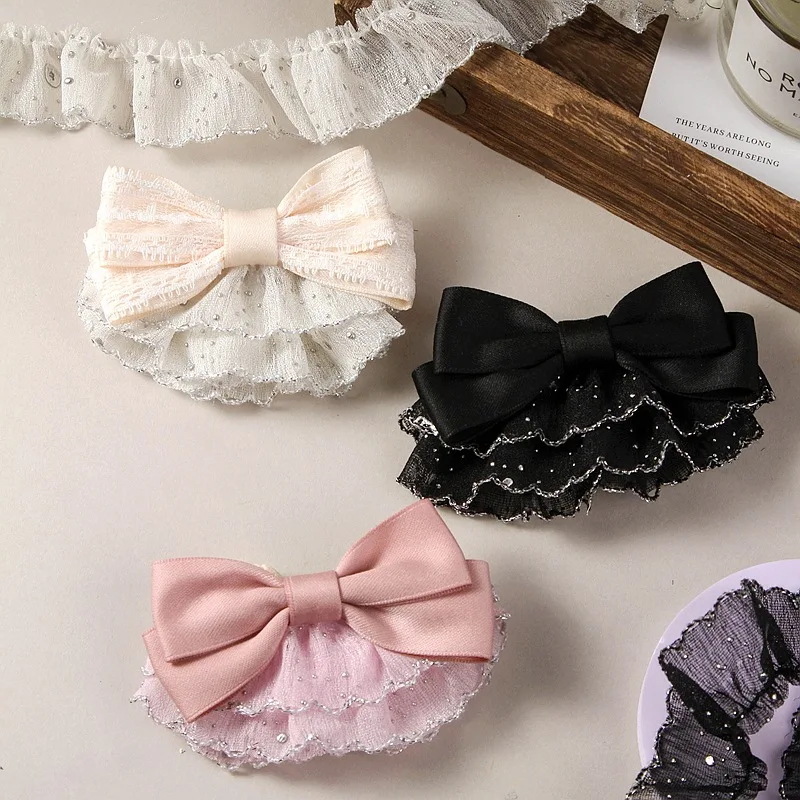 Fita de gorgorão plissada com pontos prateados 3cm x 10 jardas - guarnição de laço de cabelo DIY, fornecimento de artesanato para embrulho de presente para sapatos e chapéus