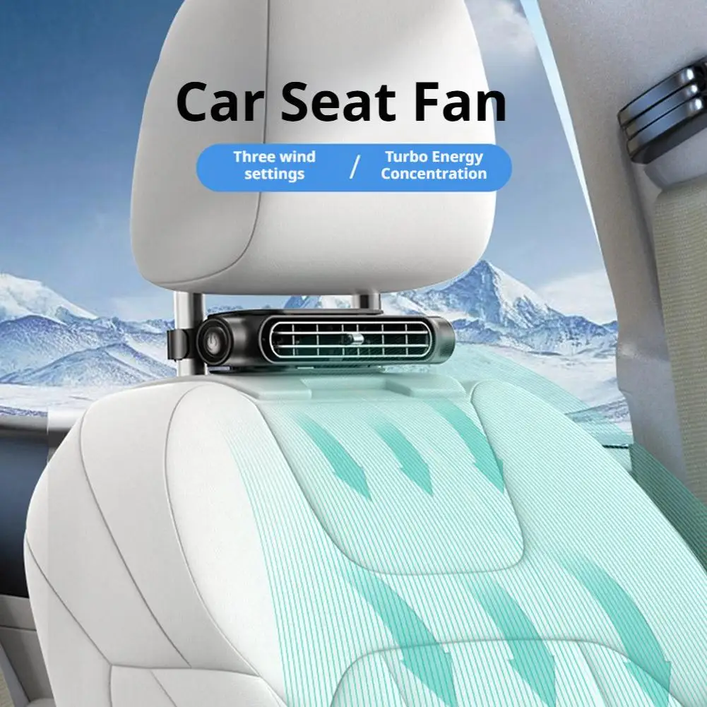 Car Seat Fan Headrest Cooling Air Fan 3 Speeds Adjustable Car Interior Rear Headrest Fan Cooler Air Cooling Fan Summer Accessory