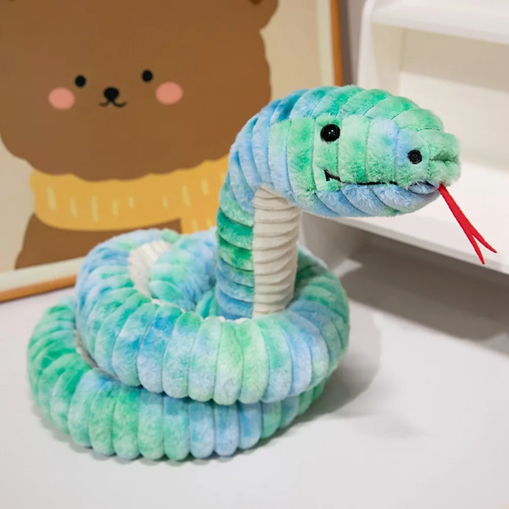 

Sleeping Pillow Sticking Tongue Snake Colorful Coiled Boa Fluffy Long Boa Snake Stuffed Birthday Gift