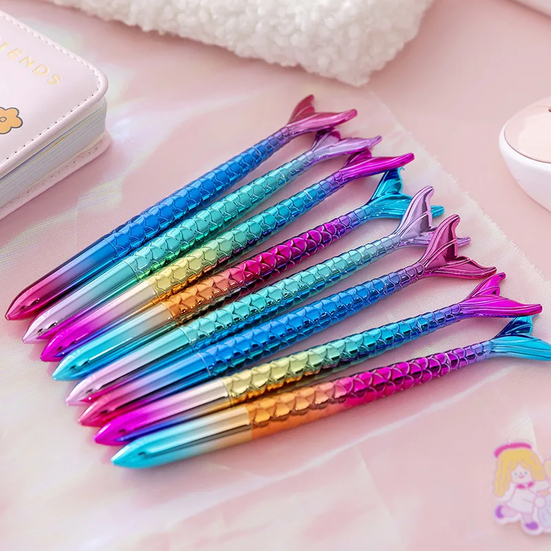 6Pcs Pearlescent Mermaid Neuter Pen Wedding Bridesmaid Guest Gift Kids Birthday Baby Shower Party Favors Giveaway Gift Goody Bag