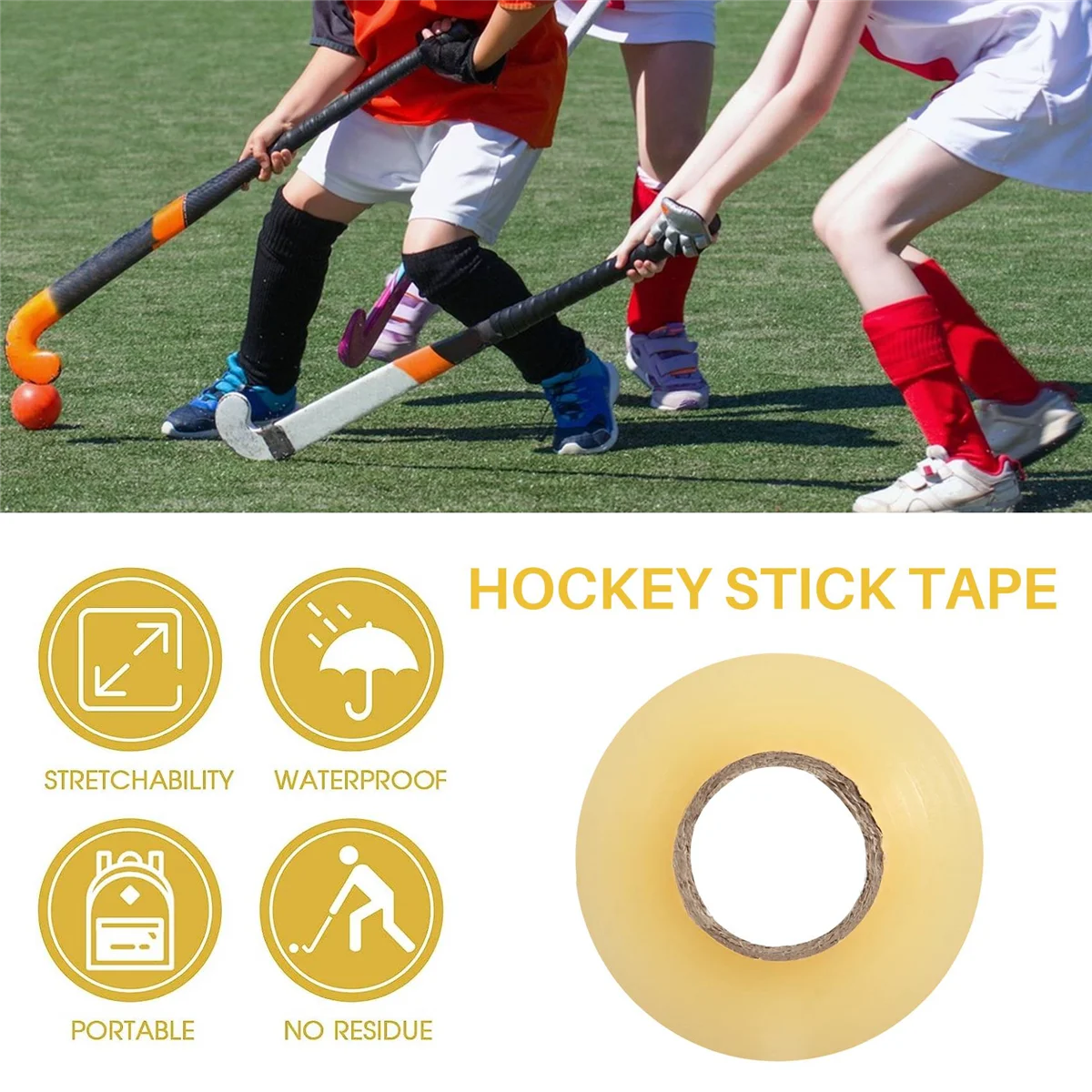 6 Pack Clear Hockey Tape Multipurpose Tape Roll Shin Pad Sock Tape Roll Sports Gear 2.4cmx28M Hockey Sports Gifts