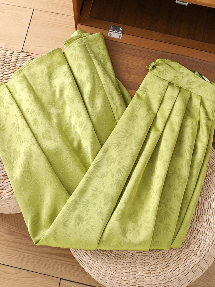 Ele عالية الخصر ألف خط ميدي تنورة المرأة الربيع Faion الأزهار التطريز الصينية الوطنية Sle التخسيس f طول تنورة