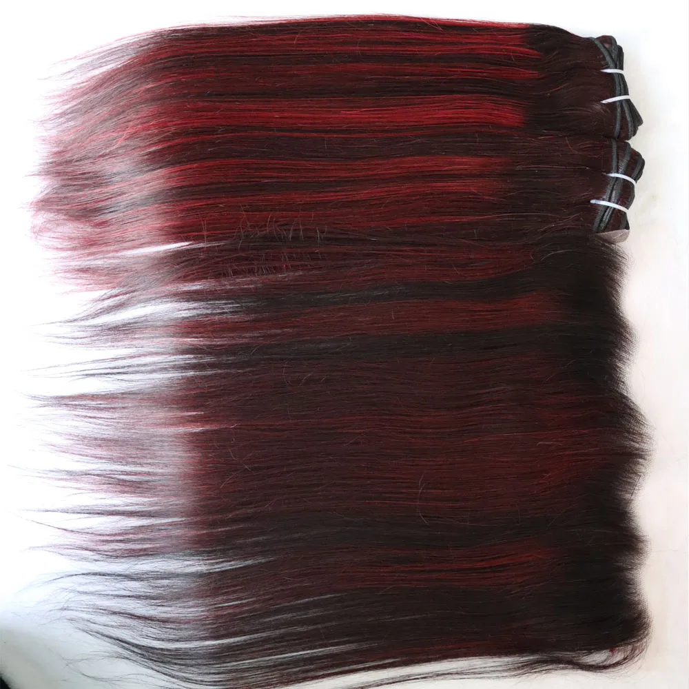 الجملة البرازيلي عذراء الشعر البيانو اللون تسليط الضوء على 1B أحمر داكن 99J حزم مع إغلاق أمامي نسج لحمة للنساء السود