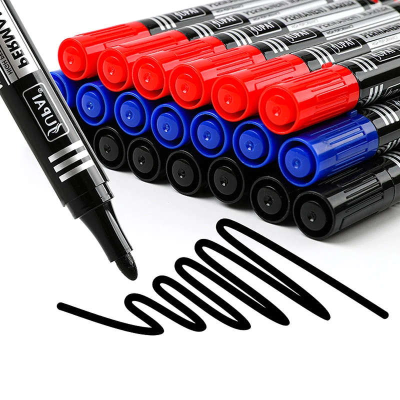 Dual Tip Waterproof Marker Pen 2.8 Mm Nib Permanent Oil-Based Black Blue Red Art Marker for School Office Stationery