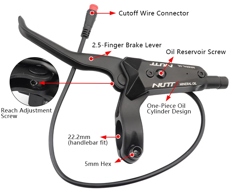 NUTT Electric Scooter 4 Piston Hydraulic Disc Brake Power-off Oil Disk for Zero 10X/11X, Vsett 10+/9+, Kaabo Wolf Warrior 11