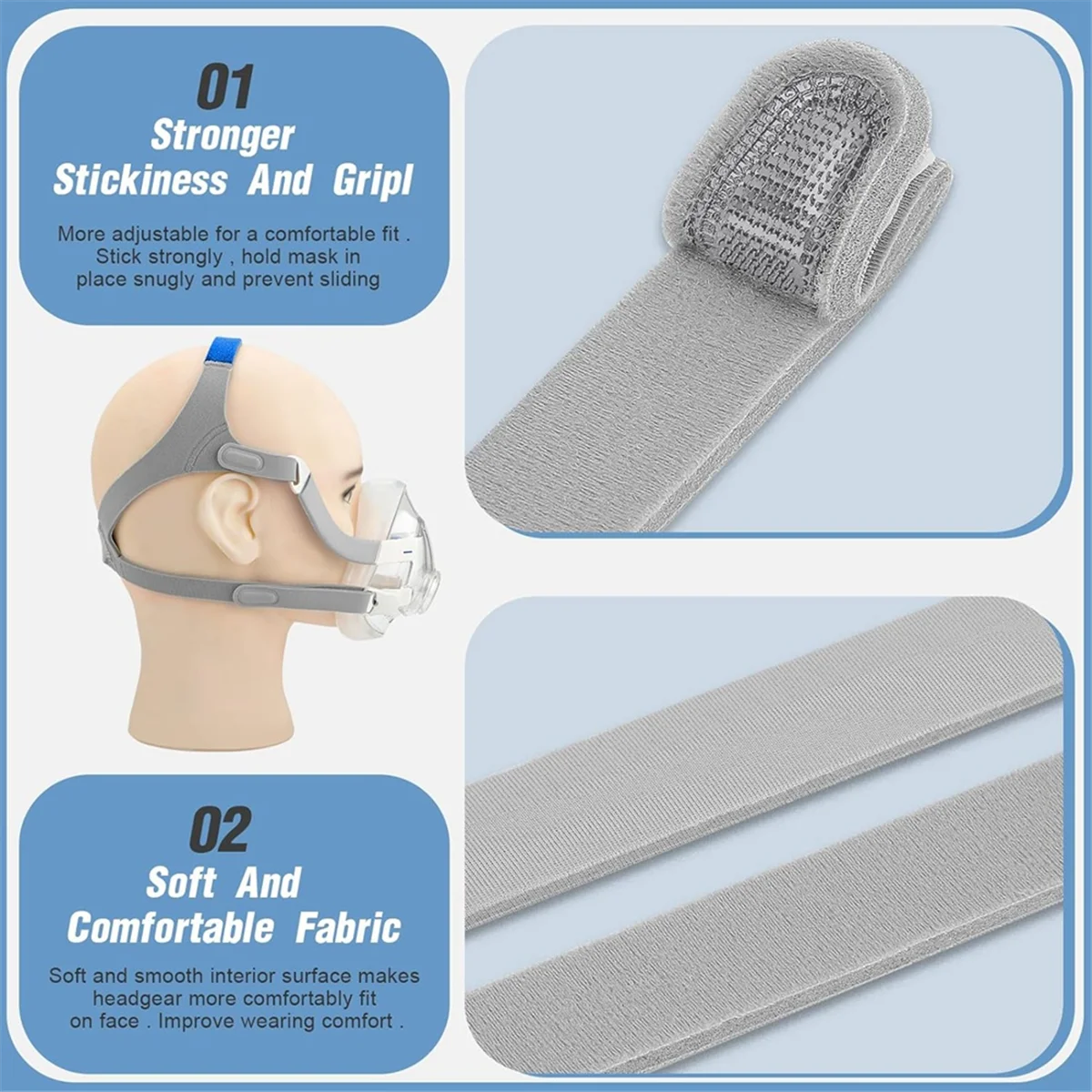 استبدال غطاء الرأس لقناع الوجه الكامل ، لوازم الملحقات ، الأشرطة مع مقاطع مغناطيسية ، 3 حزم ، F20