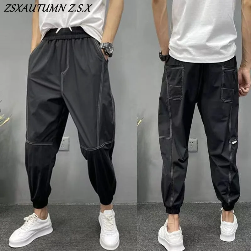 

Summer New Thin Trend Leisure Black Trousers Loose Handsome Korean Fashion Quick Dry Haren Pants Male Vintage Pantalones Hombre