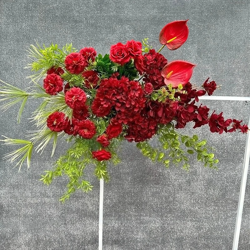 

Wedding flower row arch flower engagement banquet background welcome area arrangement decorative floor row simulation silk