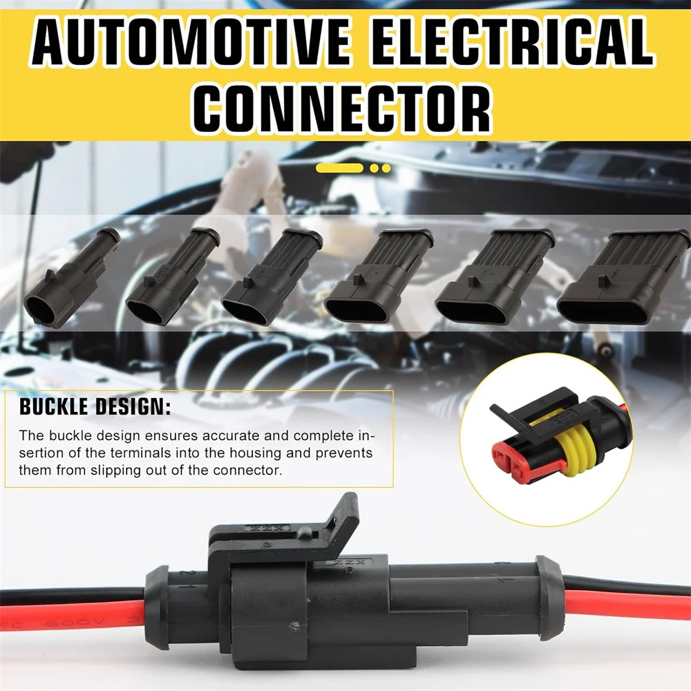 800 Stück wasserdichte elektrische Kabelverbinder für die Automobilindustrie mit 1/2/3/4/5/6 Pins und Kabelcrimper, kompatibel mit 16-22 AWG Drähten – Detail 6