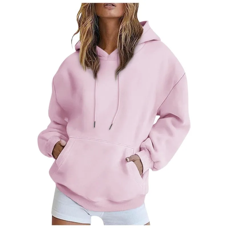 Autumn Winter Casual Sports hoodie Sweatshirt Solid-color long-sleeve Women's Fashion Loose hoodie Women's tops pullover Hooded