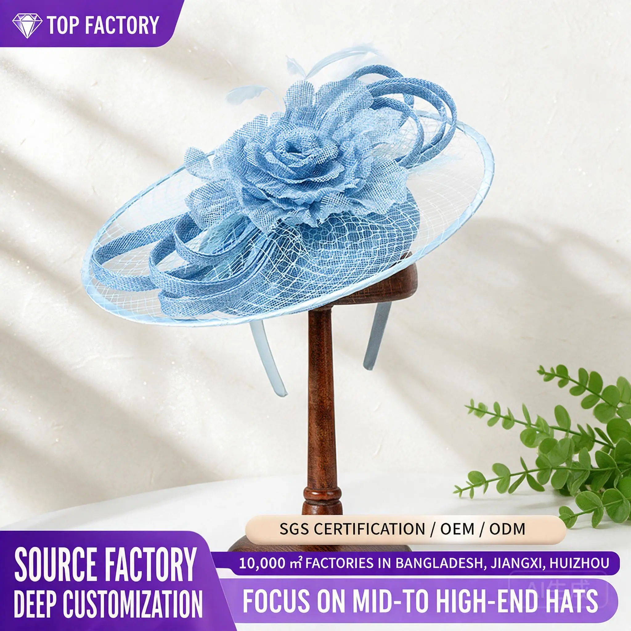 2026 New Spring Summer Stripe Pattern Feather Veil Fascinator British Retro Tea Party Ladies Floral Headpiece Hair Accessory For