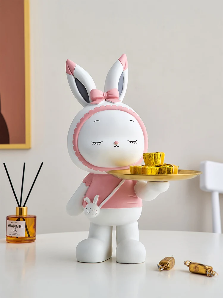 

Nordic Home Decoration Rabbit Girl Resin Statue Living Room Decoration Home Accessories Small Animal Sculpture Holiday Gift