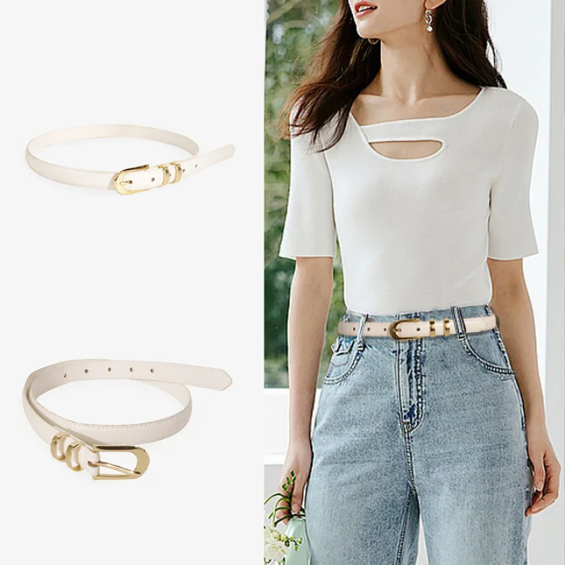 2025 حزام نسائي جديد موضة راقية مشبك دبوس بسيط حزام سبيكة متعدد الاستخدامات حزام بنطلون حزام جلد