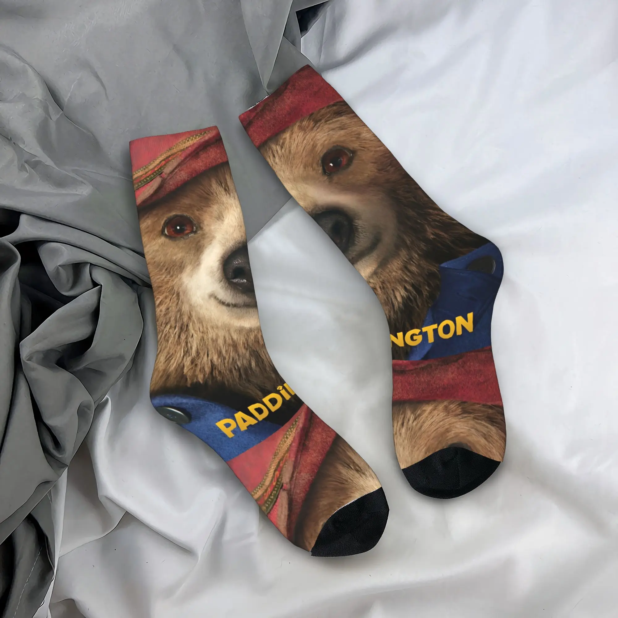 Britain Paddington Brown Bear Winter Warm Cool Women MenSocks Cute Movie Cartoon Breathable Basketball Socks