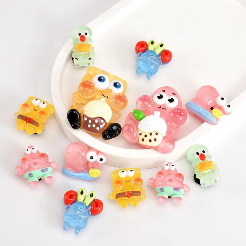 New Popular Funny Cartoon BOB Patrick Star 3D Large Plastic Resin Shoe Charms For Slides Sandals DIY Clog Hi-Q Accessories Decor