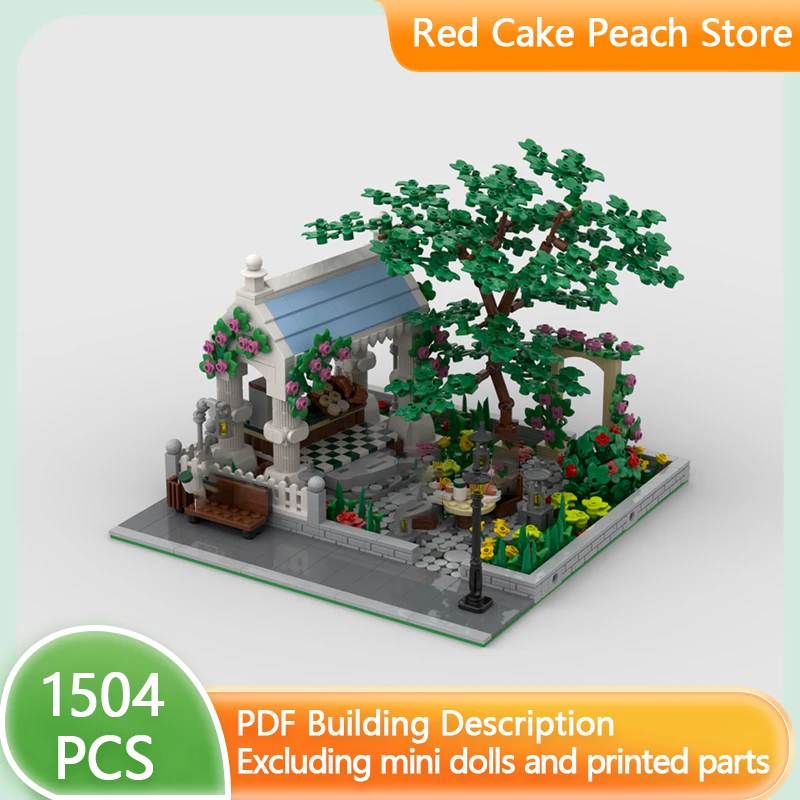 

City Street View Model MOC Building Bricks Garden With Coffee Shop Modular Technology Gifts Holiday Assemble Children Toys Suit