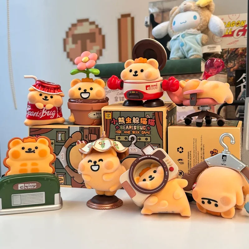 

Toptoy Bearis Bug Hide And Seek Game Series Слепая коробка Guess Bag Mystery Box Игрушки Куклы Рисунок Настольные украшения Подарок-сюрприз