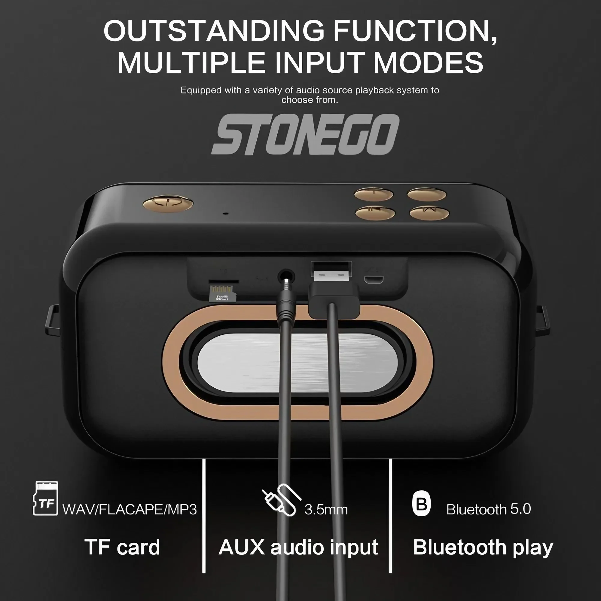 Bluetooth Five Zero Portable Speaker Wireless Stereo Sound 16W Loud Output with True Wireless Stereo Pairing TWS Compatible Dual Channel Deep Bass and Crisp Clear Audio for Home Office Travel Outdoor Entertainment 4