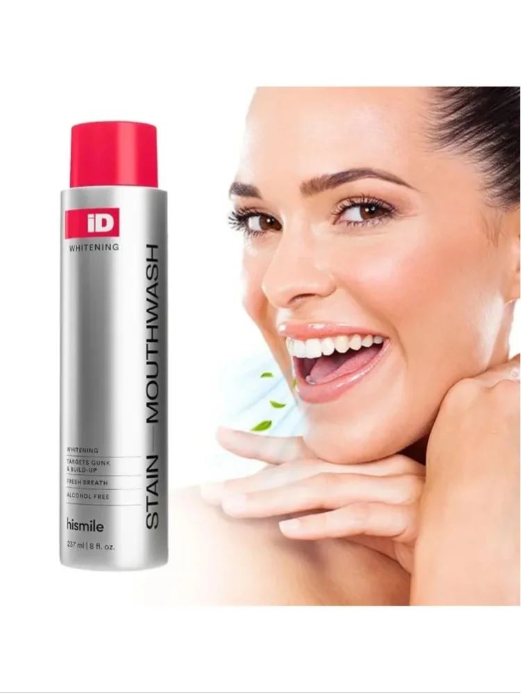 Hismile ID Brightening Stain-Removal Mundwasser, sanfte, nicht reizende Formel, Plaque-Reiniger, sicher für den Zahnschmelz, frischer Atem, für den täglichen Gebrauch im Haushalt, Mundpflegeprodukte