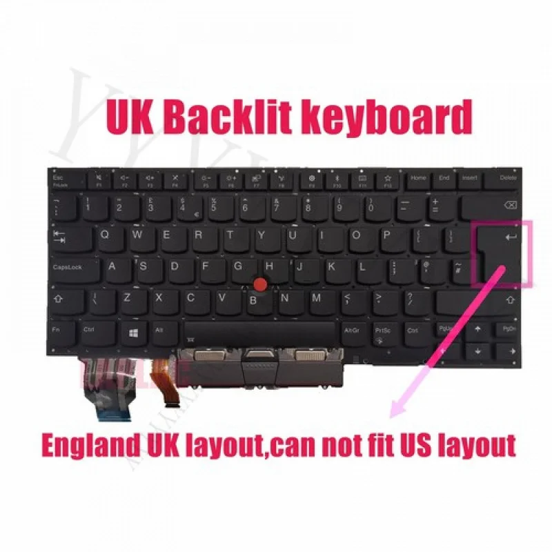 

Клавиатура QUK с подсветкой для Lenovo X1 Carbon 7-го поколения (20QD/20QE/20R1/20R2) без упора для рук