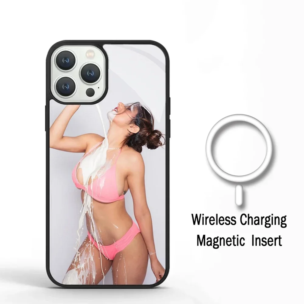 Funda de teléfono Sexy Mia, carcasa acrílica de espejo para carga inalámbrica Magsafe, para IPhone 11, 12, 13, 14, 15 Plus Pro Max