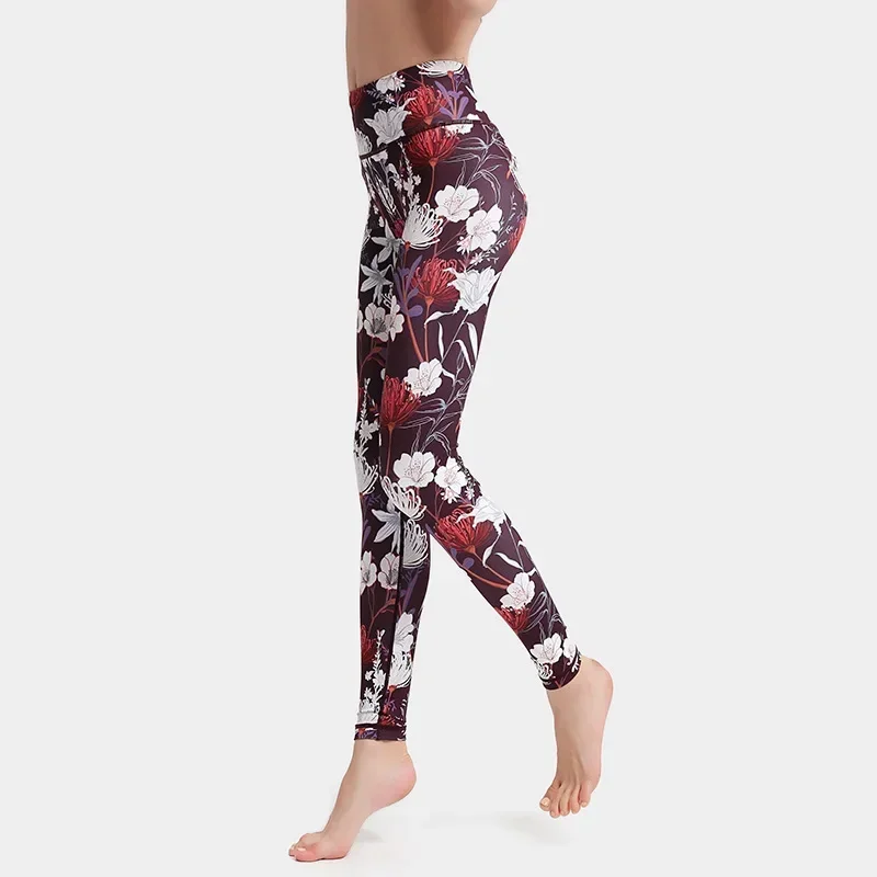 Hot Sale Women High Waist Slim Fit Leggings Flower Printed Booty Lifting Sports Fitness Pant Streetwear Workout 7Z