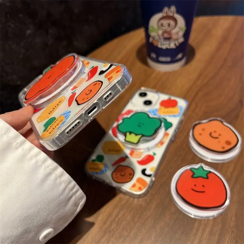 Koreanischer Niedlicher Cartoon-Gemüse Magnetischer Telefonhalter für iPhone 16 15 13 Samsung Universeller Ständerhalter – Detail 11