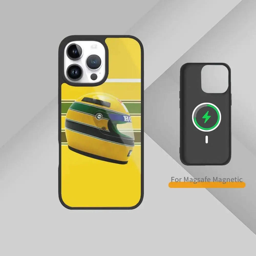 Capa de telefone Racing Driver A-Ayrton S-Senna para iPhone17,16,15,14,13,12,11 Plus,Pro Max magnético para carregamento sem fio Magsafe