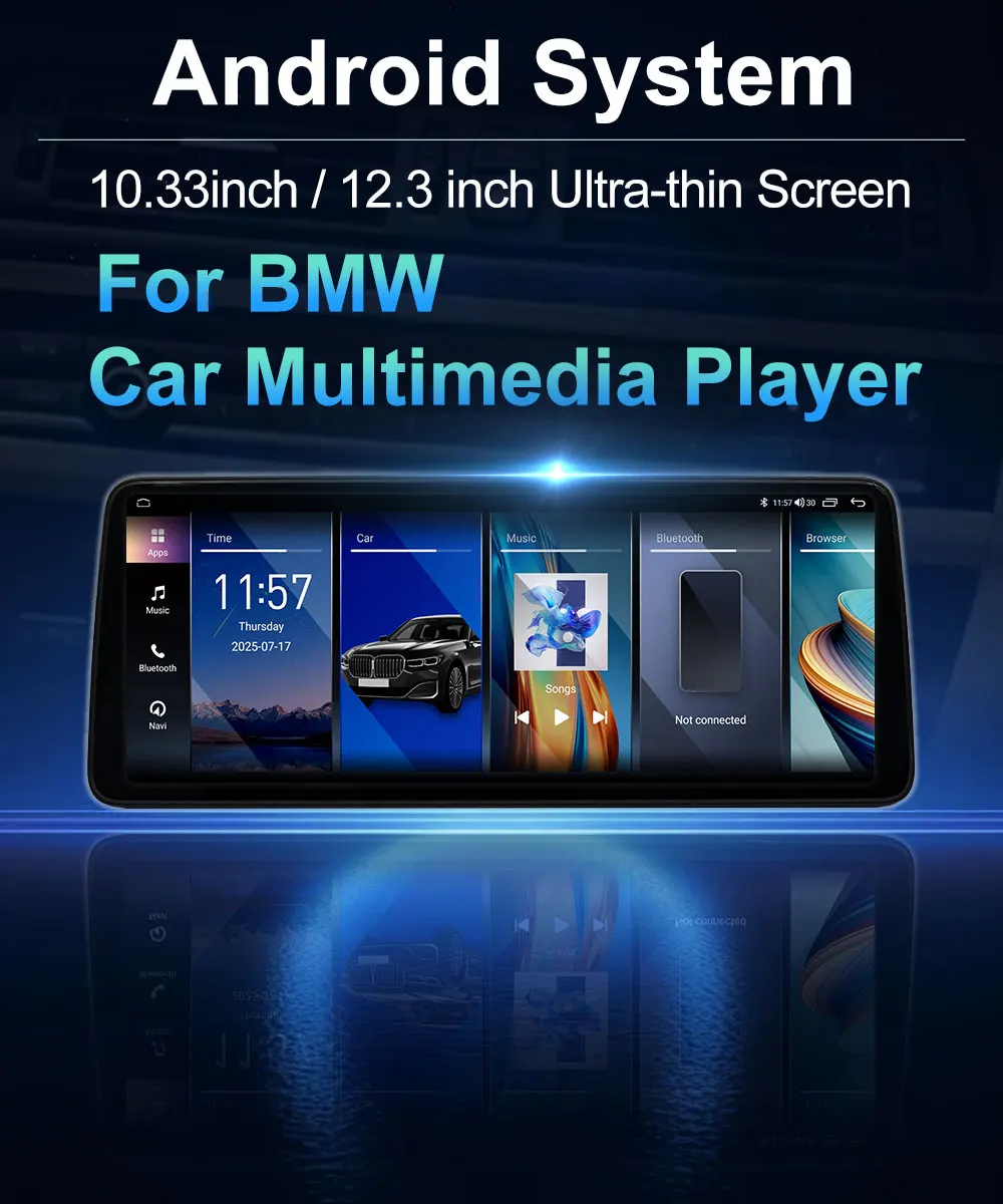 Android 16 Kabelloses Carplay Autoradio Multimedia-Player für BMW 5er F10 F11 2010 - 2017 CIC NBT System QLED Bildschirm GPS WLAN – Detail 7