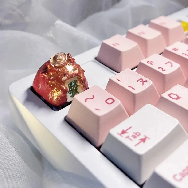 Imagem -04 - Cute Lucky Dragon Resin Keycap Handmade Keycap Adequado para Cross-shaft Keycaps Teclado Mecânico Original Presentes